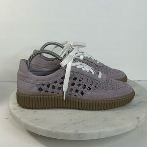 Free People Size 8.5 Wimberly Woven Suede Purple Lace Up Sneaker